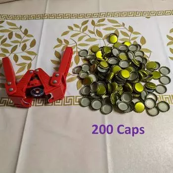 26mm wine bottle cap press, beer bottle cap press, with 200 beer bottle caps, double-lever manual bottle cap press, with magnetic suction function