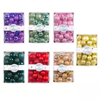 26Pcs Plastic Painted Christmas Ball Set Merry Christmas Tree Decor Party Favors красный