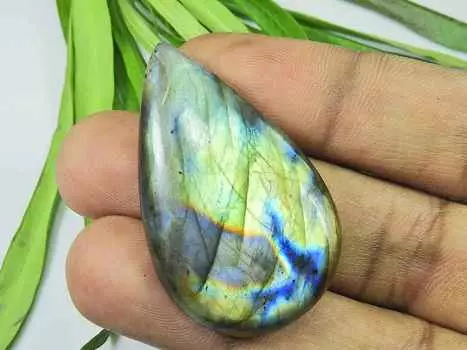 26X42MM натуральный лабрадорит многоцветный фиолетовый грушевидный кабошон россыпью драгоценный камень 60 карат. СК-4027