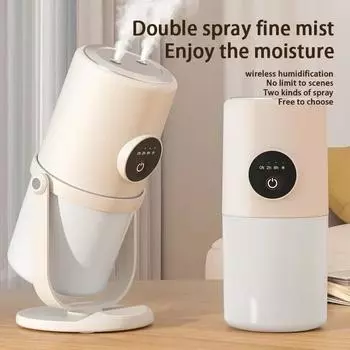 280ML Two Hole Humidifier Cold Mist Humidifier with Timer USB Charge Silent Mini Humidifier Night Light for Office Bedroom Car