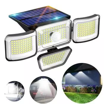 288/278LED уличные солнечные светильники 4 головки регулируемый датчик движения настенный светильник IP65 водонепроницаемый садовое наружное освещение настенные светильники