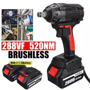 288VF 1/2 дюйма 520NM Max Бесщеточный ударный гайковерт Электрический гаечный ключ Электроинструмент с 2 батареями Only machine