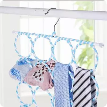 28/12 Holes Scarf Holder Foldable Tie Belt Hanger Hooks Shawl Scarves Rattan Weave Display Rack Wardrobe Space Organizer
