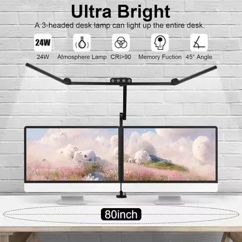 28,2-дюймовая большая трансформируемая светодиодная настольная лампа с зажимом, Architect Ultra Bright 24W Light, автоматическое затемнение и сенсорный дизайн для офиса EU Plug бежевый