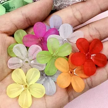 28,5 мм DIY серьги украшения для волос аксессуары DIY Изготовление сосуда 10 шт. материал ручной работы 5 лепестков цветка матовый полупрозрачный нежные ювелирные изделия оранжевый