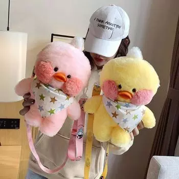 28 см милый LaLafanfan Cafe Duck плюшевый рюкзак Kawaii игрушки мягкая сумка через плечо кукла школьная сумка для девочек подарок 28cm