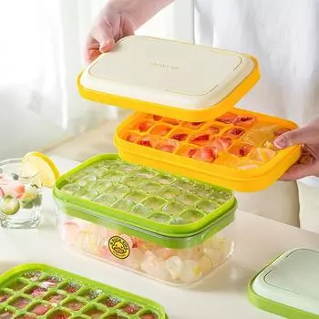 28Grid Portable Water Injection Ice Tray Mold Food Grade Silicone Press Type Ice Cube Tray Mold DIY Ice Maker Ice Cube Tray жёлтый