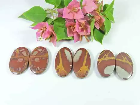 29-31MM Noreena Jasper Match Pair 3PcsOval Shape Cabochon loose Gemstone Lot SK-3018