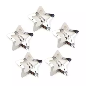 2/10Pcs Silver Star Y2K BB Hair Clips Women Grils Cute Metal Star Hair Clips Side Barrettes Hair Grip Hair Accessories Headwear 2 Pieces