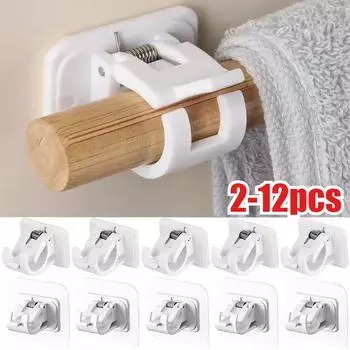 2-12PCS Adjustable Curtain Rod Clip Self Adhesive Clamp Hook Curtain Rod Holder Wall Bracket Holder Nail-Free Wall Hanging Clip 2pcs прозрачный