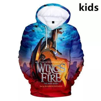 2-14 лет Детские толстовки с капюшоном Wings Of Fire Одежда для мальчиков и девочек 3D-принт Толстовка с капюшоном Harajuku Cartoon Куртка Детская одежда L