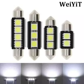 2/1 шт 12 В 24 В Festoon 3SMD Canbus 36 мм CANBUS Error Free 3 светодиодных купольных светодиодных лампочки для номерного знака 41mm белый