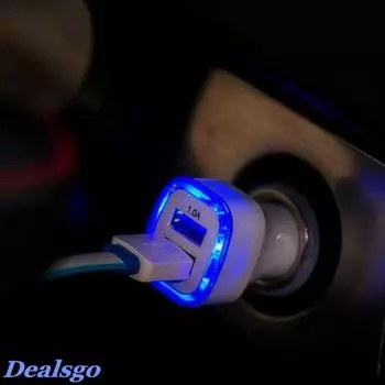 2.1A LED USB Dual 2 Port Hot Adapter Socket Автомобильное зарядное устройство для Iphone / Samsung / HTC синий