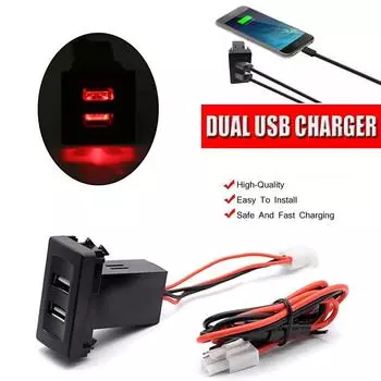 2.1A USB Автомобильное зарядное устройство с двумя USB-портами, встроенная розетка для транспорта T4
