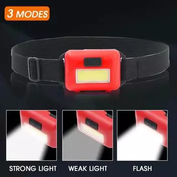 2/1Pcs Portable LED Mini Headlamp Battery Powered COB Headlights With 3Modes Waterproof Outdoor Camping Hiking Head Flashlight 1Pcs