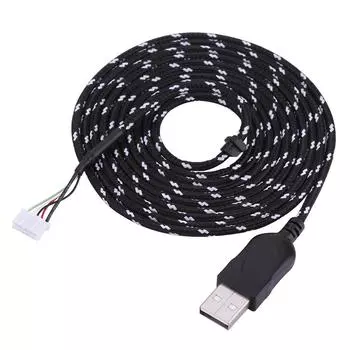 2,2 метра USB-кабель для замены провода для мыши Steelseries kana черный+белый