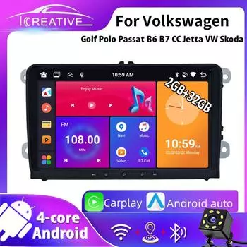 2 + 32 ГБ 9-дюймовый автомобильный мультимедийный плеер Android Carplay для VW/Volkswagen/Golf/Polo/Tiguan/Passat/B7/B6/Seat/Leon/Skoda/Octavia Радио GPS-навигация