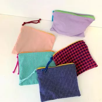 2/3/4PCS Makeup Bag Large Capacity 22x17cm Cotton Cloth Storage Tools Storage Bag Women Plaid Home Accessories