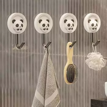 2/3Pcs Wall-Mounted Square Panda Hooks Decorative Clothes Sticky Hooks Stylish Wall Hooks Bedroom Square