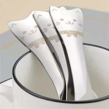 2/4/6PCS Fruit Fork Children Baby Cute 304 Stainless Steel Kitchen Tools Dessert Spoon Cookware Childrens Spoon Creative