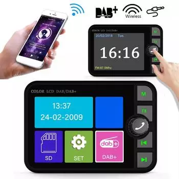 2,4-дюймовый цветной ЖК-радиоприемник DAB/DAB+, совместимый с Bluetooth, MP3-плеер, автомобильный FM-приемник цифрового сигнала для европейских автомобилей