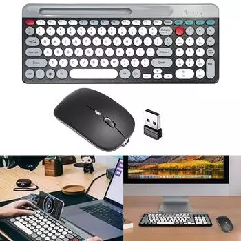 2,4 ГГц Bluetooth 2 Mode клавиатура и мышь Combo с держателем для телефона клавиатура мышь BT набор клавиатура мышь для Mac/iOS/Android/Win7