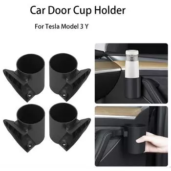 2/4 шт. для Tesla Model 3 Y, подстаканник на дверь автомобиля, ящик для хранения стаканов, крепление на дверь, подставка для бутылки с водой, автомобильные аксессуары