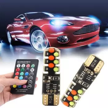 2/4 шт. T10 W5W Led 194 168 W5W 5050 SMD автомобильный купольный светильник для чтения автомобильная клиновидная лампа RGB светодиодная лампа с пультом дистанционного управления