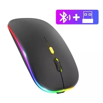 2.4G беспроводная Bluetooth 5.0 мышь RGB светодиодная подсветка бесшумная интеллектуальная мышь для сна для ноутбука компьютерная игровая мышь оптическая мышь USB перезаряжаемая 1