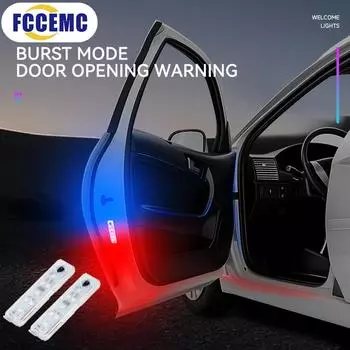 2/4pcs Car Warning Door Light LED Induction Wireless Magnetic Anti-collision Strobe Flashing Light Door Welcome Signal Lamp
