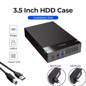 2,5/3,5-дюймовый корпус для жесткого диска USB3.0, корпус для жесткого диска SATA - USB 3.0, внешний жесткий диск, 10 ТБ, адаптер для ПК, ноутбука