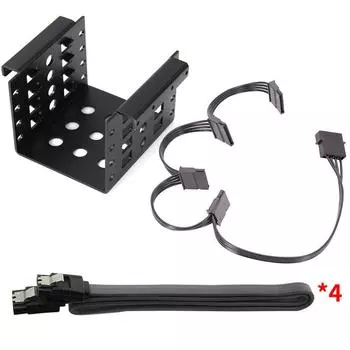2.5 to 3.5 Bay SSD Drive Bay Kit To 4 Hard Drive Adapter Chassis Hard Drive Tray