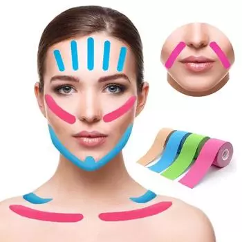 2.5CM*5M Kinesiology Tape For Face V Line Neck Eyes Lifting Wrinkle Remover Sticker Tape Bandagem Elastica Facial Skin Care Tool фиолетовый