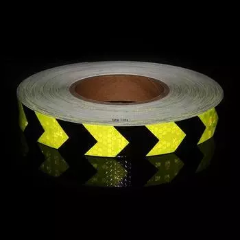 2.5cmx5m Arrow Car Reflective Stickers Fluorescent Yellow-Black Waterproof Reflectors Self-adhesive Tape Strip For Bicycle Truck