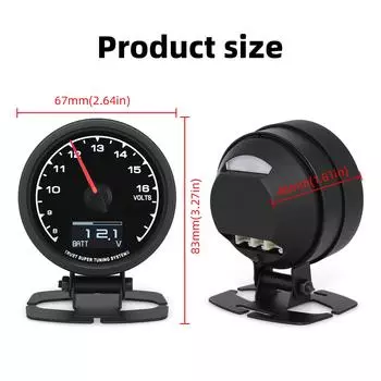 2.5inch 62mm Voltmeter with Bracket Holder 8~18V Voltage 7 Color Backlight VOLT Meter for Gasoline Engine Auto Car 12V