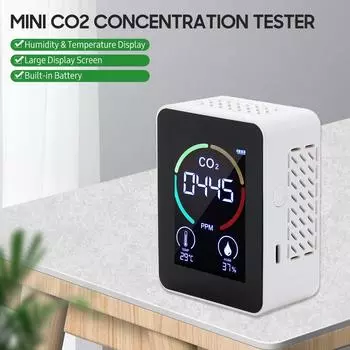 2,8-дюймовый ЖК-тестер концентрации CO2, мини-детектор углекислого газа, измеритель влажности и температуры воздуха чёрный