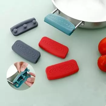 2/8 Силиконовый чехол для ручки кастрюли Теплоизоляционные чехлы Крепление для ушей кастрюли Нескользящий держатель для ручки кастрюли для пароварки Кухонные принадлежности