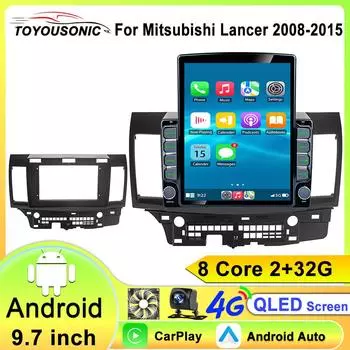 2 Din Android 12 Carplay автомобильное радио для Mitsubishi Lancer 10 CY 2008 - 2015 Мультимедийный видеоплеер GPS IPS 4G стерео DVD 8 core 2GB+32GB
