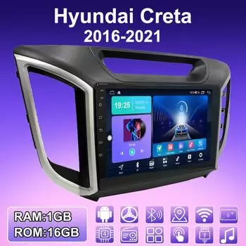 2 DIN Android автомобильное радио для Hyundai Creta 2016-2021 мультимедийный проигрыватель головное устройство стерео GPS навигация WIFI 1+16 ГБ 1+16GB
