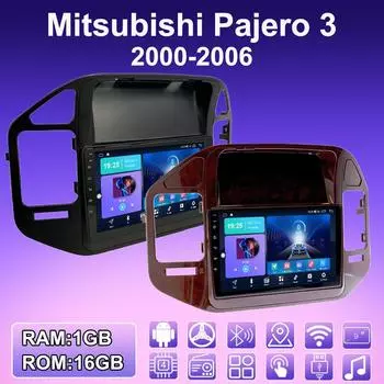 2 DIN Android автомобильное радио для Mitsubishi Pajero 3 2000-2006 мультимедийный проигрыватель головное устройство стерео GPS навигация WIFI 1+16 ГБ 1+16GB чёрный