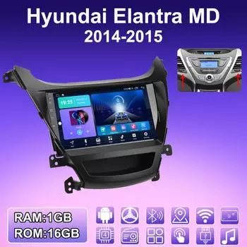 2 DIN Android автомобильное радио для Hyundai Elantra MD 2014-2015 мультимедийный проигрыватель головное устройство стерео GPS навигация WIFI 1+16 ГБ 1+16GB