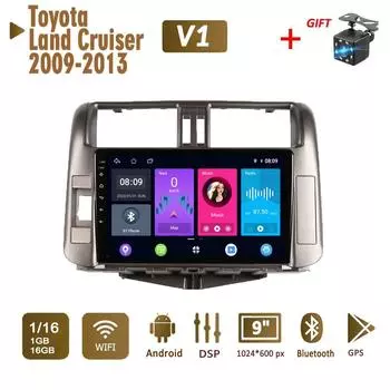 2 Din Android автомобильный радио мультимедийный видеоплеер для Toyota Land Cruiser Prado 150 2009-2013 навигация GPS WIFI головное устройство 1 + 16 ГБ 1+16GB