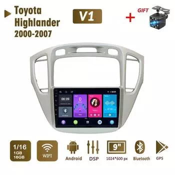 2 Din Android автомобильный радио мультимедийный видеоплеер для Toyota Highlander 2000-2007 навигация GPS WIFI головное устройство 1 + 16 ГБ 1+16GB