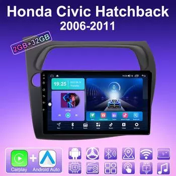 2 DIN Android Carplay Car Radio For Honda Civic Hatchback 2006-2011 Multimedia Player Head Unit Stereo GPS Navigation BT WIFI 2+32GB 1+16GB