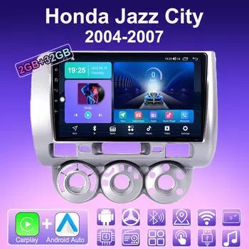 2 DIN Android Carplay автомобильное радио для Honda Jazz City 2004-2007 мультимедийный проигрыватель головное устройство стерео GPS навигация BT WIFI 2+32 ГБ 1+16GB