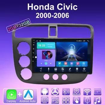 2 DIN Android Carplay автомобильное радио для Honda Civic 2000-2006 мультимедийный проигрыватель головное устройство стерео GPS навигация BT WIFI 2+32 ГБ 1+16GB