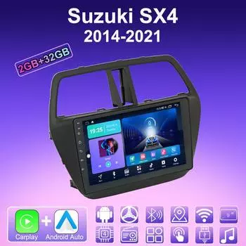 2 DIN Android Carplay Car Radio For Suzuki SX4 2014-2021 Multimedia Player Head Unit Stereo GPS Navigation BT WIFI 2+32GB 1+16GB