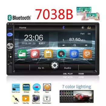 2 Din Bluetooth Carplayer Mp5 Radio Mirror Touch Screen Link Android Player с Autoradio BT USB With 8 light camera чёрный