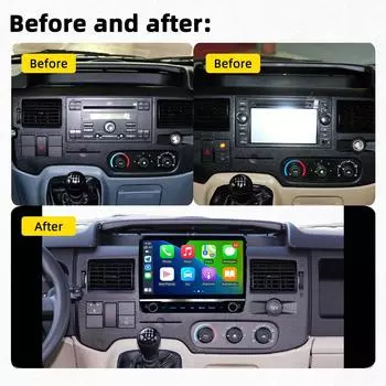 2 Din Две кнопки Android Car Multimedia для Ford New Transit 2009-2019 Головное устройство Авторадио Мультимедийный проигрыватель Стерео Аудио Авто