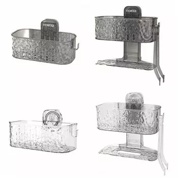 2 in 1 Bathroom Storage Shelves Simple Soap Dish Holder Bathroom Accessories Clear Double Layer